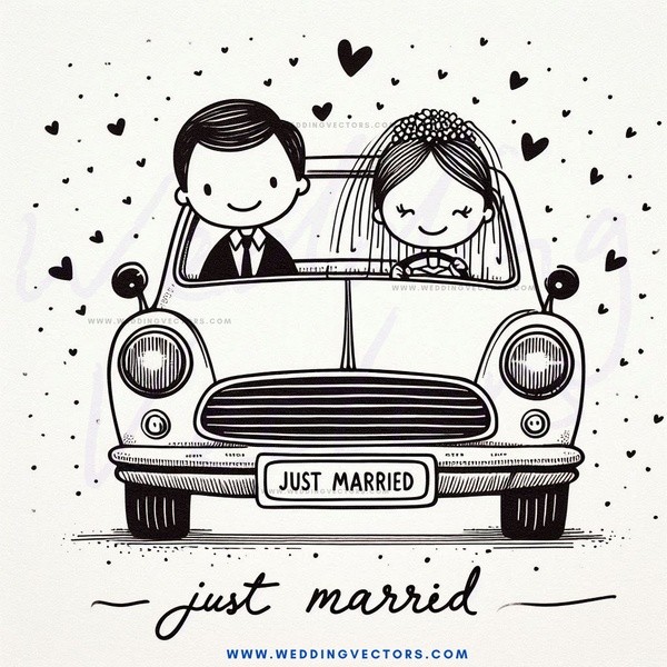 just married caricature