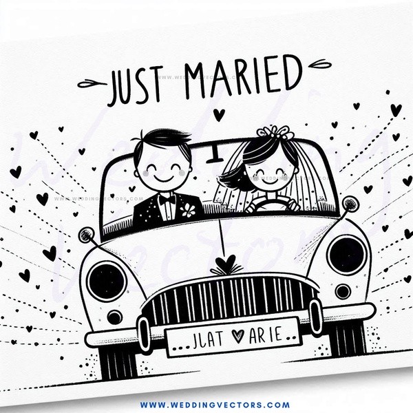 just married caricature
