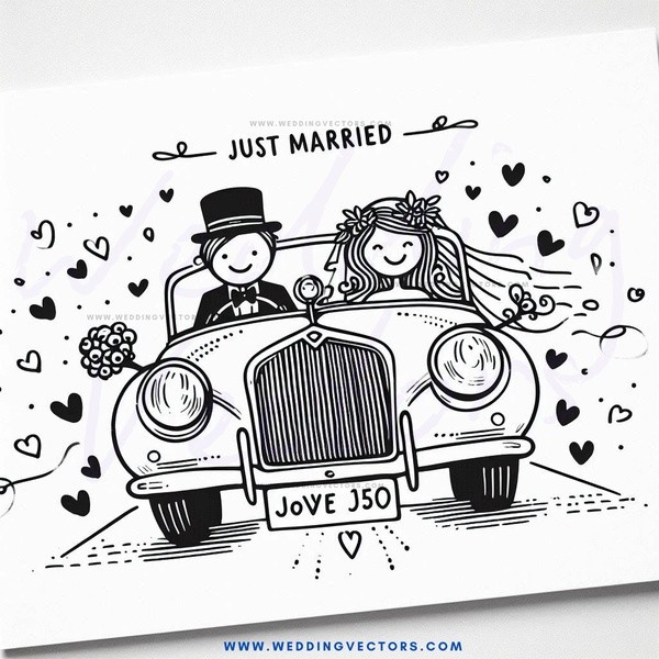 just married caricature