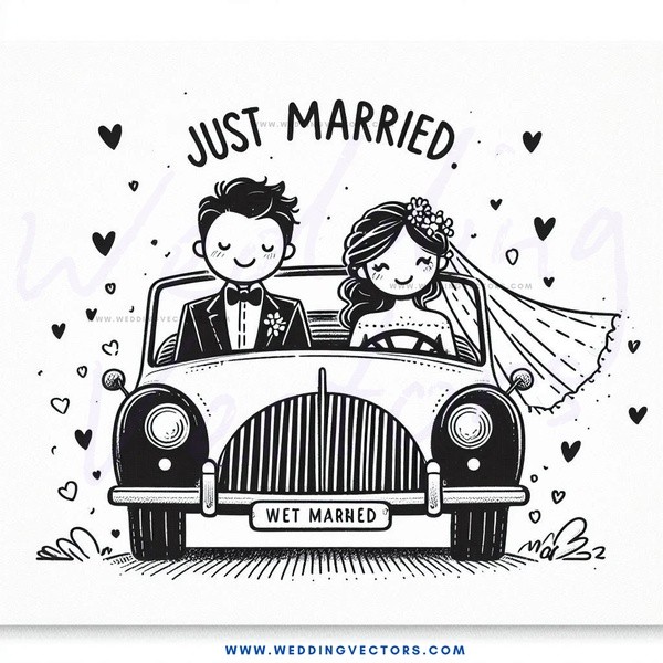 a black and white wedding cartoon