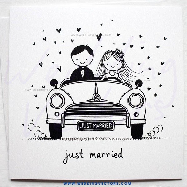 just married - car picture