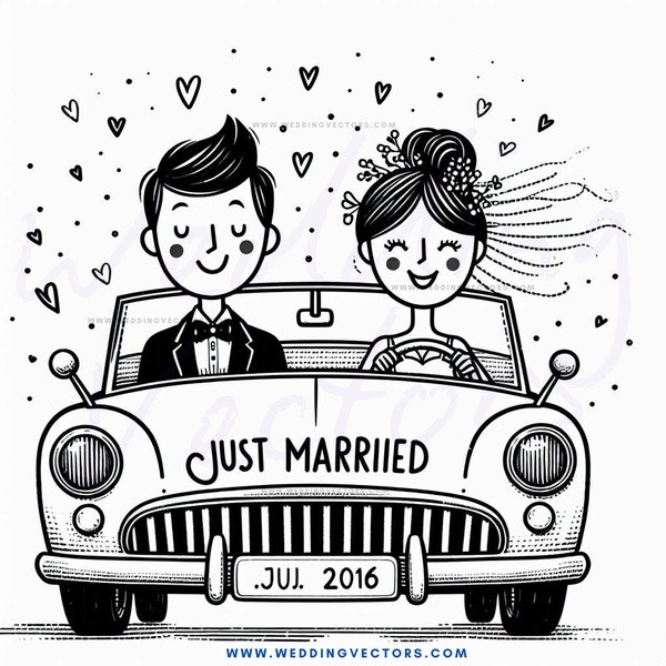 a couple in a wedding car
