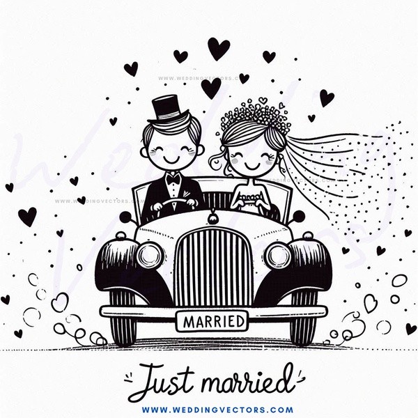 a black and white marriage picture with man in suit and hat and woman in dress with veil