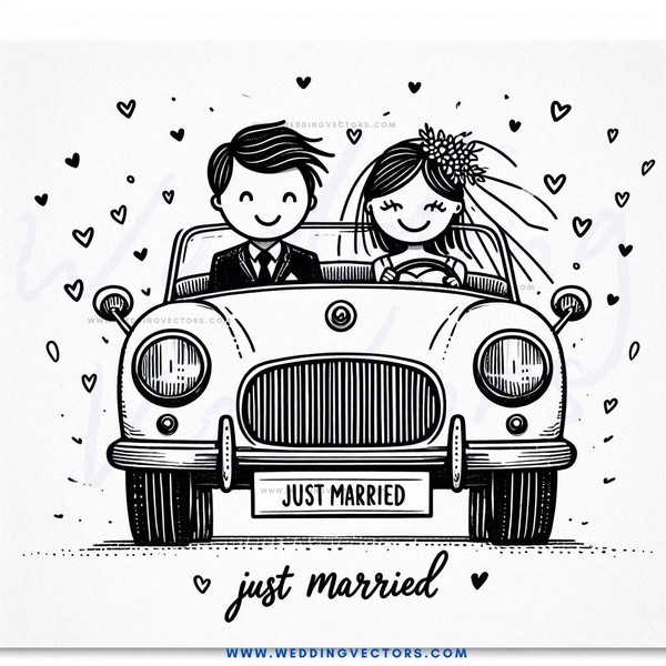 just married caricature print