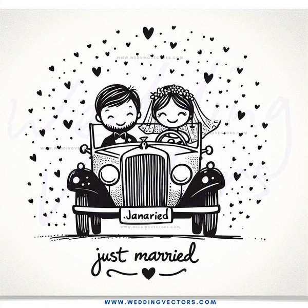 just married cartoon