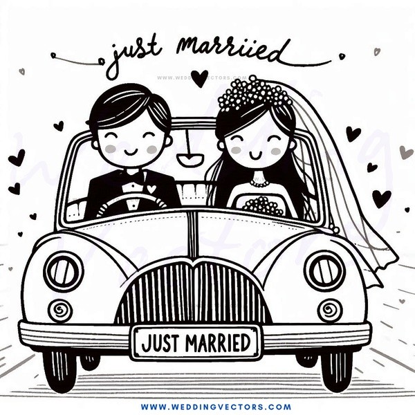a couple getting married in a car