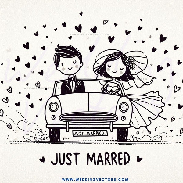 just married caricature