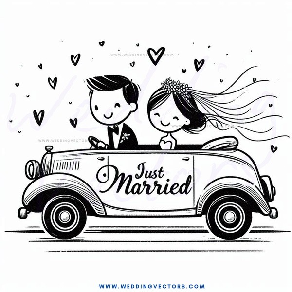 a just married cartoon