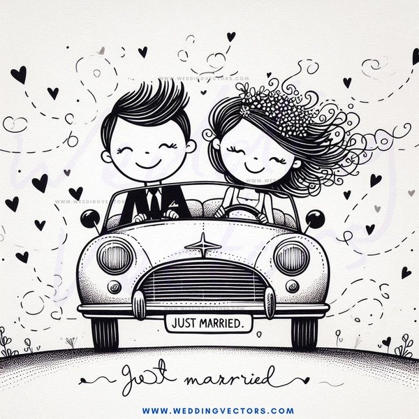 just married car