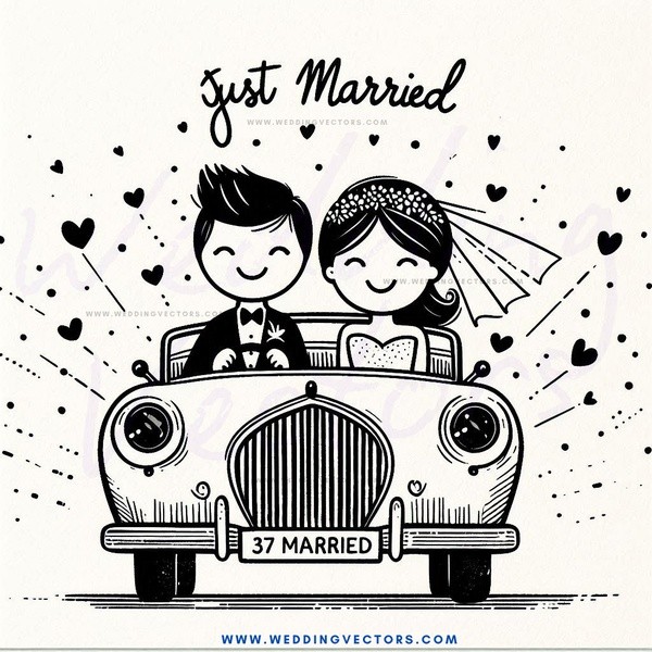 just married caricature