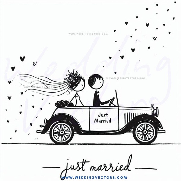 a couple's wedding car ride on paper.