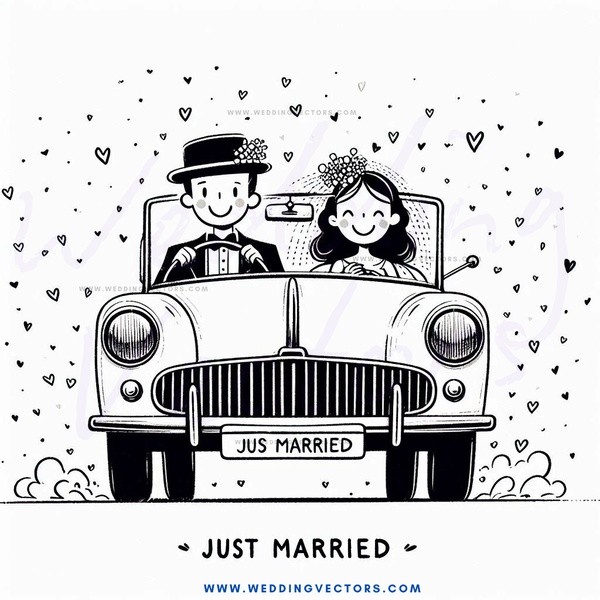 just married caricature