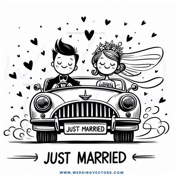 just married caricature
