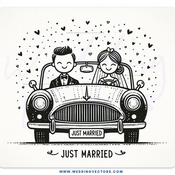 just married caricature gift card cover