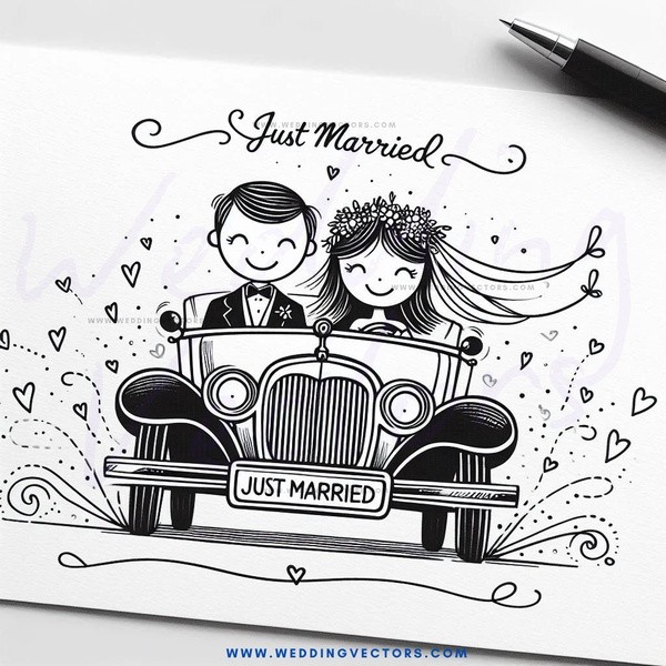 just married caricature