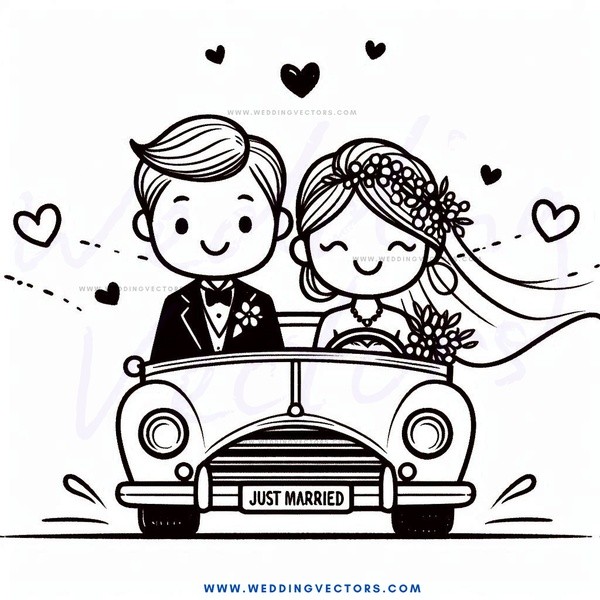 just married caricature
