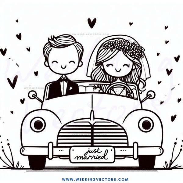 just married cartoon caricature.