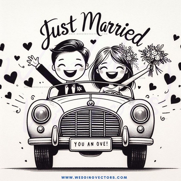 just married caricature