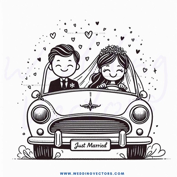 just married caricature