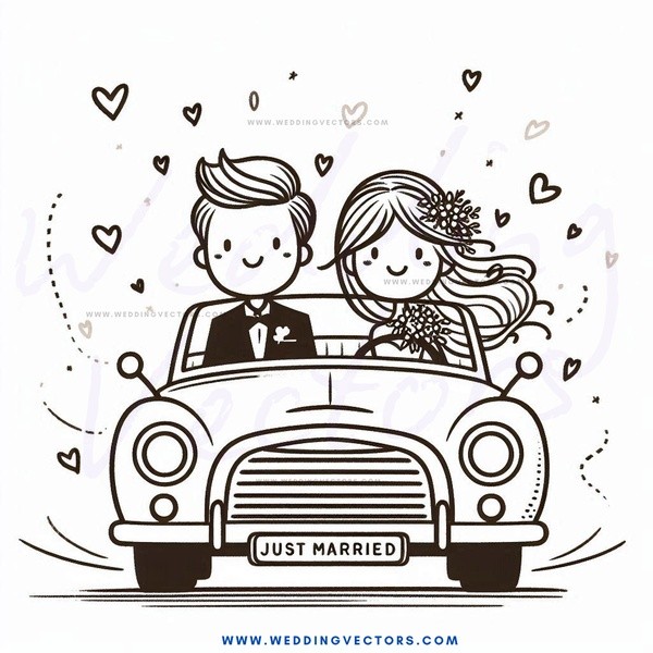 a just married caricature