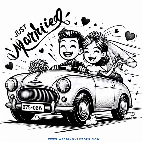 just married couple on their wedding day.