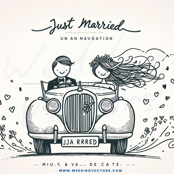 just married un an adventition carriage picture in color