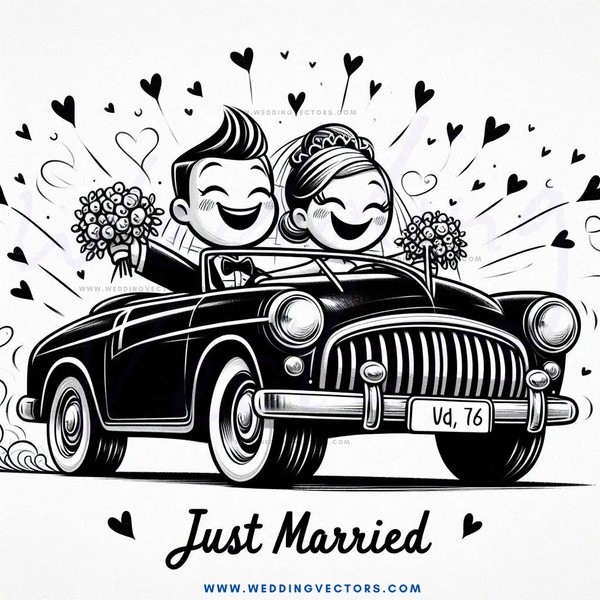 a couple's black car with their wedding day memories.