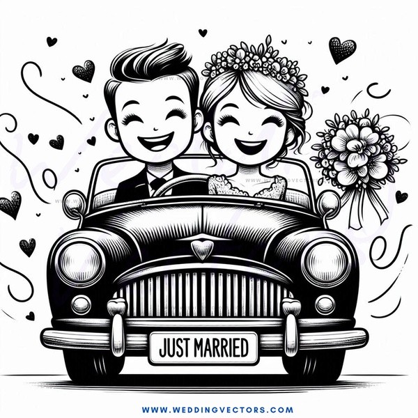 just married caricature