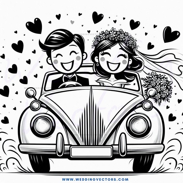 happy couple in car