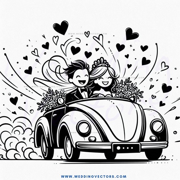 happy couple in car