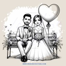 a bride and groom sitting on a bench