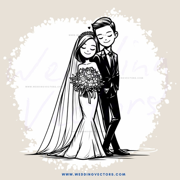 wedding couple posing with flowers