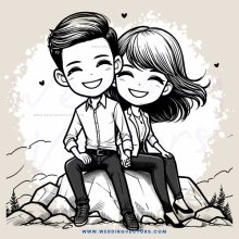a couple smiling on top of rocks
