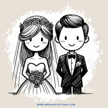 wedding bride and groom cartoon