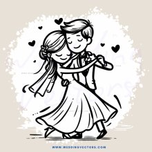 a couple dancing in front of an archway