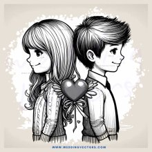 a boy and girl with hearts on their chests