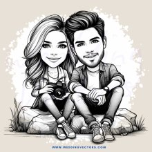 a boy and girl sitting on rocks with camera