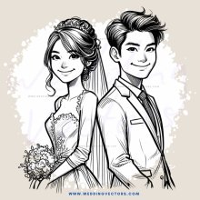 a bride and groom's joyful portrait