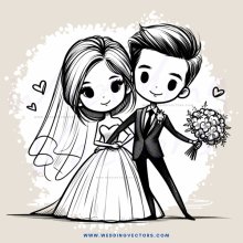 a bride and groom holding flowers in their arms