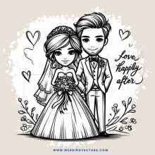 a bride and groom standing together