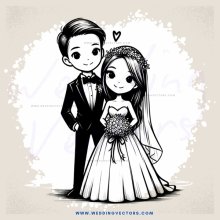 a cartoon portrait of couple with an heart shaped frame around them