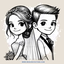 wedding bride and groom illustration