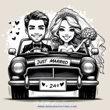 just married caricature