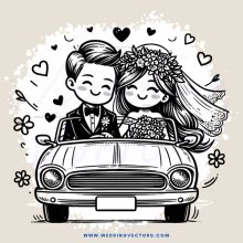 happy couple in car