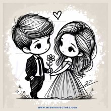 a boy and girl holding flowers