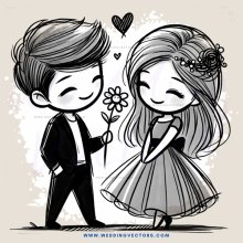 boy and girl with flowers