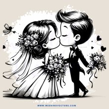 a bride and groom kissing