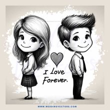 two smiling cartoon people standing together