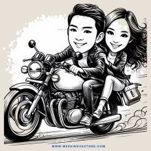 a cartoon of a couple riding motorcycles