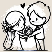 a couple exchanging flowers